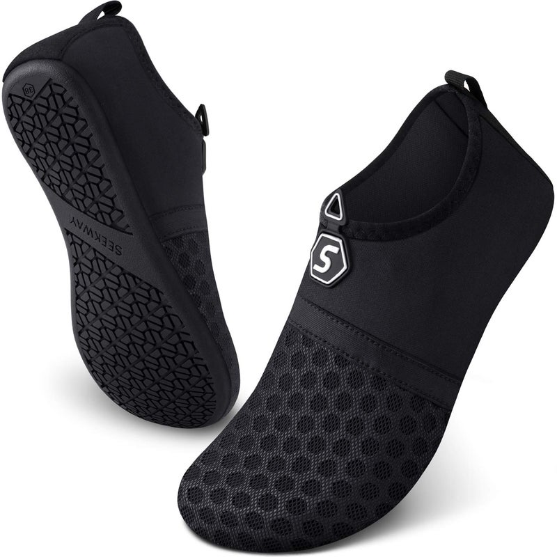 SEEKWAY Water Shoes Quick-Dry Aqua Socks Barefoot Slip-on for Beach Pool Swim River Yoga Lake Surf Women Men Black SK001 - Image 1